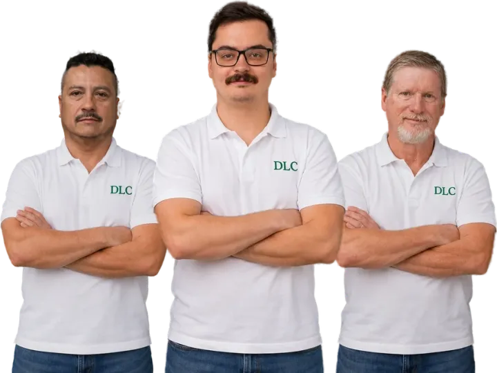 Ronnie, the owner of DLC Professional Landscape Management, with two members of the DLC crew in Posen, IL